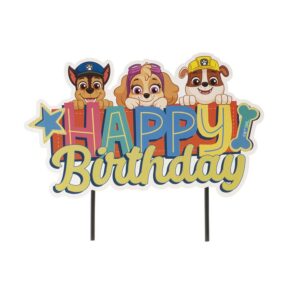 Dekora - Happy Birthday Cake Topper Paw Patrol Kuchendeko - Für Kinder zum Geburtstag - 17,5 x 15 cm