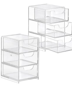 SUMTree 2 Stück transparente Aufbewahrungsbox aus Acryl mit 3 Schubladen fuer Friseurzubehoer, praktischer kleiner Schub