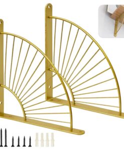 Goldene 2 Stück Fächerform Regalhalter, Metall WandregalHallo für Restaurant, Küche und Wohnzimmer (Gold) Metall Fäche