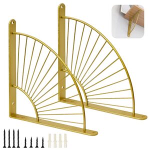 Goldene 2 Stück Fächerform Regalhalter, Metall WandregalHallo für Restaurant, Küche und Wohnzimmer (Gold) Metall Fäche