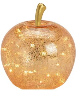 G. Wurm Dekoleuchte Apfel Lampe LED Lichterkette (M) Glas Gold Dekolampe Tischleuchte