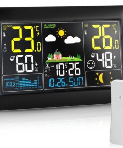 Groß Wetterstation funk mit Außensensor fürOutdoor-Enthusiasten im Winter | Funk Wetterstation mit 7,5 Zoll VA-Display