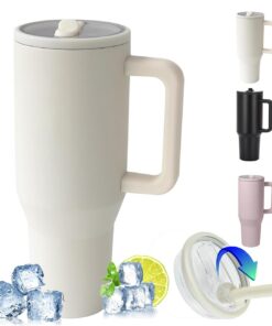 Zhu Yi Win Thermobecher HeißKaltekaffee Perfekt fürweg Trinken, Vakuum Isolierstropfe mit Henkel, weiß, 30OZ