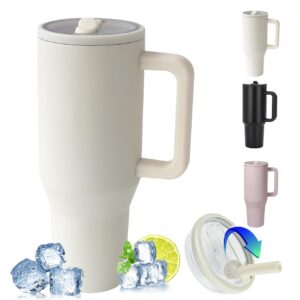 Zhu Yi Win Thermobecher HeißKaltekaffee Perfekt fürweg Trinken, Vakuum Isolierstropfe mit Henkel, weiß, 30OZ