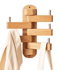 Oakerland Eiche Wandgarderobe mit 5 Holzkleiderhaken, Ideales Schlafzimmer-Accessoire zur Hakenanordnung, Hausmobel Holz