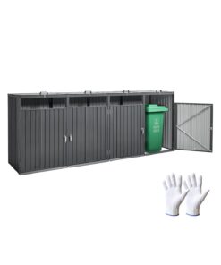 VEVOR 4x 240 L Mülltonnenbox für Garten, Hinterhof und Terrasse, robuste verzinkte Mülltonnenhaus, Müllcontainerverkleid