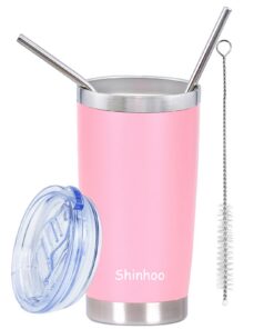Shinhoo Thermobecher Rosa 600ML 4h heiß 10h kalt Spülmaschinenfest
