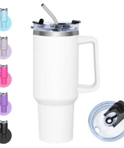 Zyntrix Thermobecher mit Strohhalm für Kalt und Heiß - 1200ml Isolierbecher Multifunktionsdeckel Edelstahl Tumbler