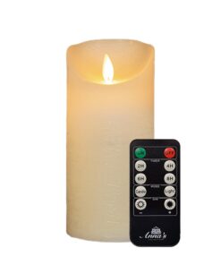 Große LED Stumpenkerze Elfenbein Ivory ø 10cm x 20cm Höhe - 2 C Batterien nötig, Flackereffekt & Timer, Weihnachtsbeleuc