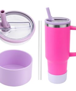 Zubehörset für Stanley 40-oz-Becher + Auslaufsichere Ersatzdecker + Silikonschutz + Strohhalm - Viola