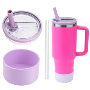 Zubehörset für Stanley 40-oz-Becher + Auslaufsichere Ersatzdecker + Silikonschutz + Strohhalm - Viola