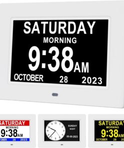 7 Zoll Digital Wecker mit Automatische Helligkeitsanpassung, Leiser LCD-Display & Temperatur/Luftfeuchtigkeit für Erwach