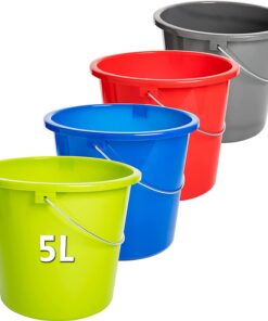 Eimer 5 Liter 4er Set – Haushaltseimer/Wassereimer mit Messskala in Anthrazit Rot Grün Blau für Robuste Putting und Rein