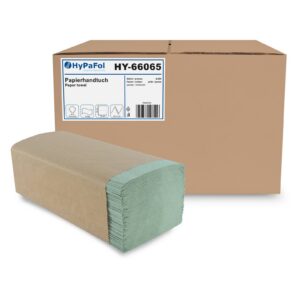 Hypafol Papierhandtücher für Spender | Recycling grün, 1-lagig, 25 x 20 cm | |000 Blatt | ZZ/V-Falz geeignet für Toilett
