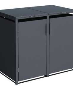 DEGAMO 2-er Mülltonnenbox MÜNCHEN für 2 Tonnen 120 und 240 Liter, anthrazit Farbe, Stahl verzinkt