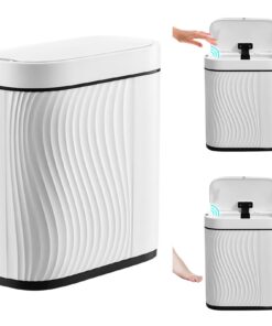 Automatischer Berührungsloser Mülleimer 8L für Bad und Küche, Wasserdicht, Kein Geräusch,.White Sensor | Automatischer