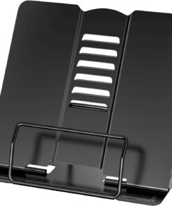 Schwarzer stabiler Buchhalter aus Metall für Kinder & Erwachsene - Vielseitig für Tisch & Podium -ideal für Kochbücher,