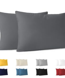 Dreamzie 100% Jerseybaumwoll Kissenbezug 30x50 cm (Set mit 2) - Anthrazit - Für Kissenbezug 50x30 cm - Resistent und Hyp