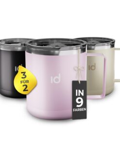 IceDrop® Edelstahl Thermo Tasse für 12 Stunden - Kaffeebecher to Go - Pink I 330ml I 100% Auslaufsicher I Thermobecher m