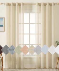 MIULEE Transparente Leinen Optik Fensterschlale Wohnzimmer Schlafzimmer 140x245cm Beige