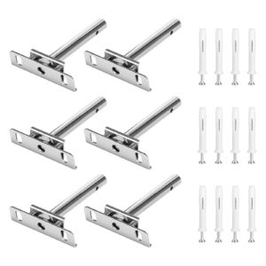 SWAWIS 6x unsichtbare Regalhalterung, Verstellbar, für Wandmontage, ideal für Kabinett-Möbel, Vernickelte Eisenschrauben