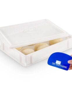 **Gusto Pizzaballenbox + Deckel für 6 Pizzabälle - Gärbox mit Teigwanne 40x30x7 cm** | **Gusto Teigbox für Pizzateig -