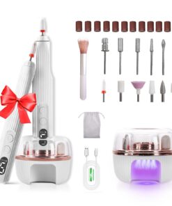 Elektrische Nagelfeile Kabellos 13 in 1 mit UV-Lampe und LED-Display für Professionelle Zuhause oder im Studio mit 18000