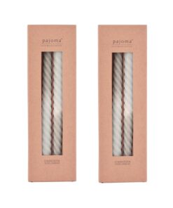 Pajoma® Gedrehte Stabkerzen Grau-Beige | Hochwertige Premium Spiralkerzen - 250 x 20 mm, 45g Wachsgewicht, 5 Std. Brennd