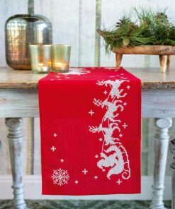Vervaco Stickpackung fuer Erwachsene Tischlaeufer zur Selberstickerei mit Vorzeichnung für Weihnachten 30 x 105 cm Kreat