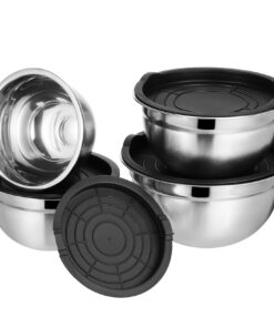 CHICAMPERA 4 Stück Rührschüssel Set mit Deckel für Backen und Kochen Spülmaschinenfest Multifunktionale Küche Stapelbar