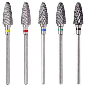 Alicer Bits für Elektrische Nagelfräser - Profi-Qualität für Nagel Gel und Acryl - 5 Stück Wolframcarbid Nagelfeile Bits