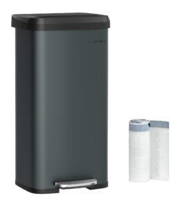 SONGMICS ULTB520G01 Küchennachrichtenkübel Edelstahl Softverschluss Trittpedal Anthrazitgrau Schwarz