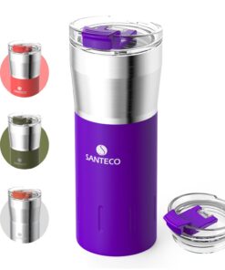SANTECO Thermobecher 18/8 aus Edelstahl - Heißhaltend, doppelwandig isoliert - 500ml für Kaffee - Hält 6 Stunden warm -