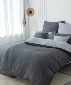 Bettwäsche Anthrazit/Grau 135x200 4 Teilig Microfaser Bügelfrei Bettbezug und Kissenbezug