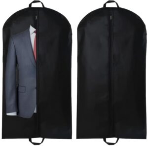 2 Stück Kleidersäcke, Atmungsaktive Anzugtasche für Jacken und Kleid, perfekt für Büro und Event (Schwarz) 2 Stück Kle
