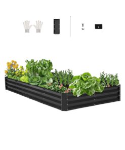 VEVOR Hochbeet Metall: Pflanzkasten für Gemüseanbau, Blumen, Kräuter & Sukkulenten - 2395x1200x280 mm, dunkelgrau