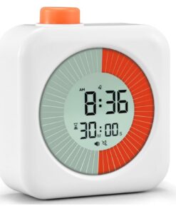 EooCoo Visueller Timer Kinder 60 Min - 4-in-1 Countdown & Count-Up & Uhr & Wecker, ideal für Schule, Büro & Küche, hilft