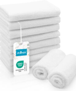 ZOLLNER 10er Set saugstarke und Flauschige Baumwollwaschlappen - in weiß - Hotelqualität OEKO-TEX STANDARD 100 - waschba