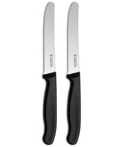 Targzier Hochwertiges Frühstücksmesser Set 2 Stück | Scharfe Messer mit Wellenschliff | Edelstahl Tomatenmesser Schwarze