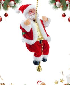 Kletternder Weihnachtsmann am Seil für Fenster und Wand mit Musik und LED (Neu 2026) (100CM) (A) Kletternder Weihnacht