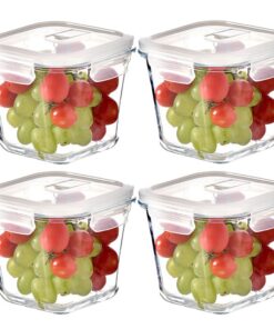 950ml BPA-freie Glaskannen mit Deckel für Lebensmittel-Vorratsdosen, ideal für Mikrowellengebrauch und Frischhaltung (4-