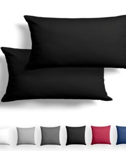 Mako Satin Kissenbezug Schwarz 40x80 cm - 100% Baumwolle Reißverschluss Oeko-TEX Zertifiziert