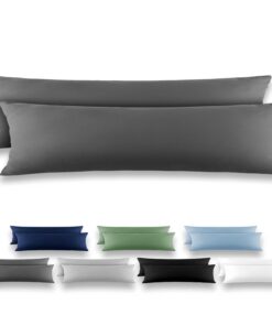 REDKEY Schlafkomfort seitenschläferkissen Bezug Anthrazit - 40x145 cm Kissenbezug, Mikrofaser, 2er Set Laschenverschluss