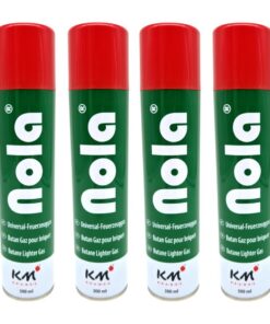 NOLA Premium Feuerzeuggas 4 x 300ml - Butangas für Alle Feuerzeugmodelle, Optimal Für Flambeau und Similar Brands - Nach