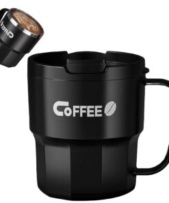 Si Sen - Isolierter Kaffeebecher aus Edelstahl 304 mit Deckel, 400 ml, für Heißes und Kaltes Wasser mit Thermos Funktion