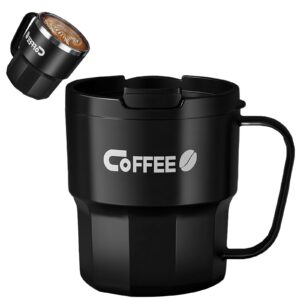 Si Sen - Isolierter Kaffeebecher aus Edelstahl 304 mit Deckel, 400 ml, für Heißes und Kaltes Wasser mit Thermos Funktion