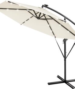 Kingsleeve® Ampelschirm LED Beleuchtung UV Schutz 80+ für Terrasse | Kingsleeve® Solar Ständer Schutzhülle 300cm Gross