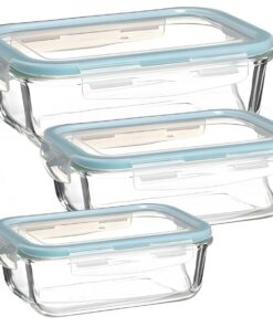 LS-LebenStil Glas Frischhaltedose Cook & Close 3´er Set luftdicht auslaufsicher Lebensmittel Mikrowelle Gefrierdose