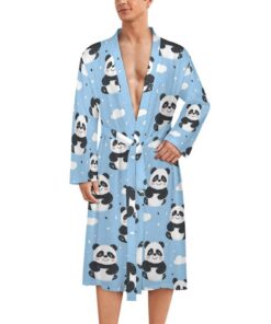 TZTTZT Bademantel mit Panda-Aufdruck für Herren und Damen leicht und gemütlich