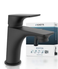 SCHÜTTE 33216 BOSTON Wasserhahn Bad Schwarz Matt Waschtischarmatur Modern für Badezimmer